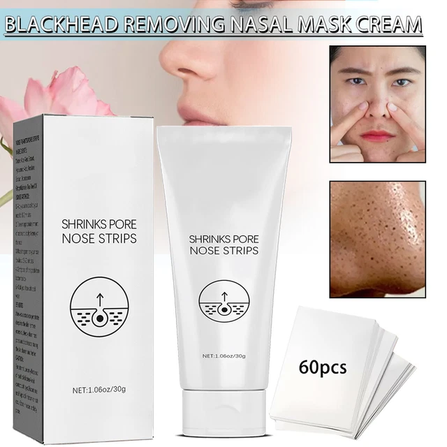 Blackhead Remover Cream Mask 60pcs Pore Strips Nose Acne Clean Peel F