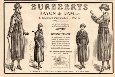 advert Publicité BURBERRYS impermeables manteaux  1921 