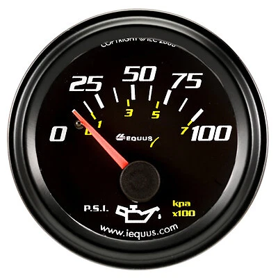 Equus 2.0 Dia Oil Pressure Gauge Black 0-100psi - E6234