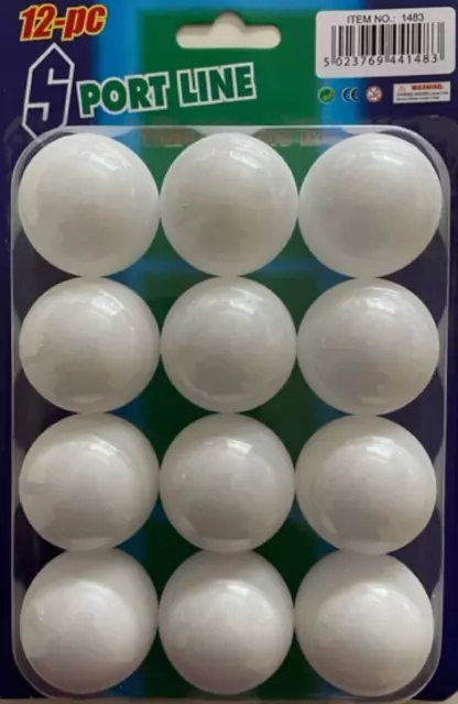 Pack Of 12 Plain White Ping Pong Balls / Table Tennis Balls