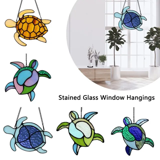 Gift Stained Glass Window Hangings Window Ornaments Sea Turtle Decor Wall Art