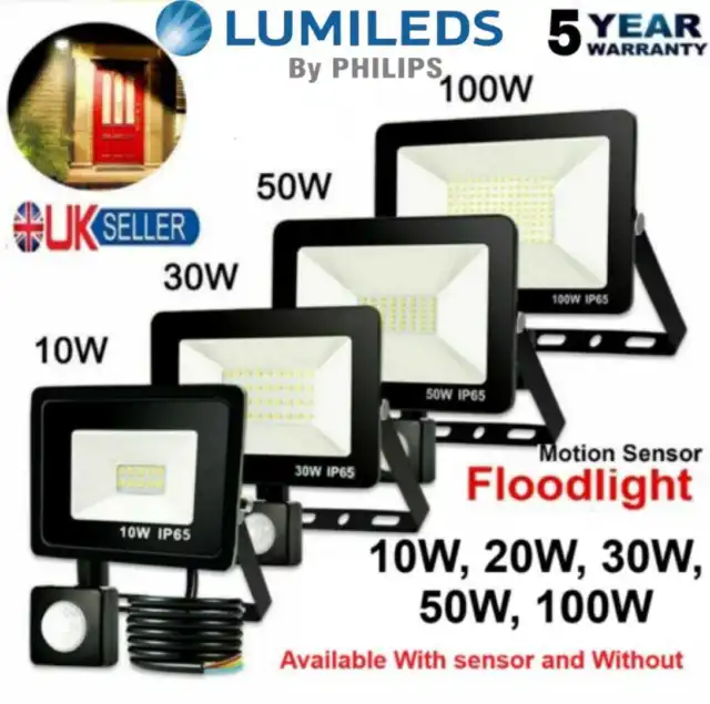 Led Floodlight Outdoor Security Light Flood Garden Motion Sensor Pir Lights 100W