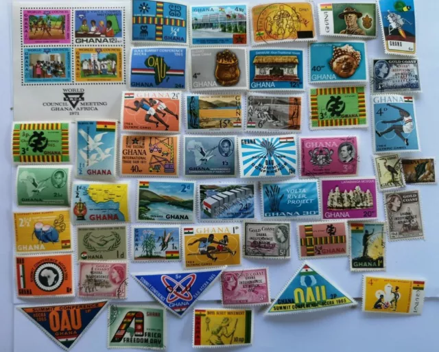 Ghana Stamps Collection - 50 to 800 Different Stamps