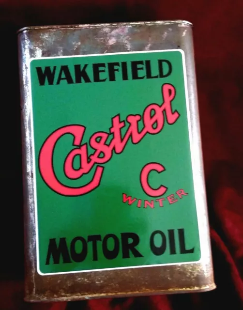 CASTROL "WAKEFIELD" MOTOR OIL MIXING CAN Sticker Decal 8" X 6" Retro Petrol