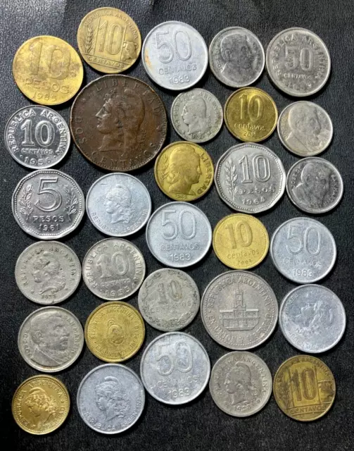 Old Argentina Coin Lot - 1883-Present - 30 Great Coins - Lot #A28