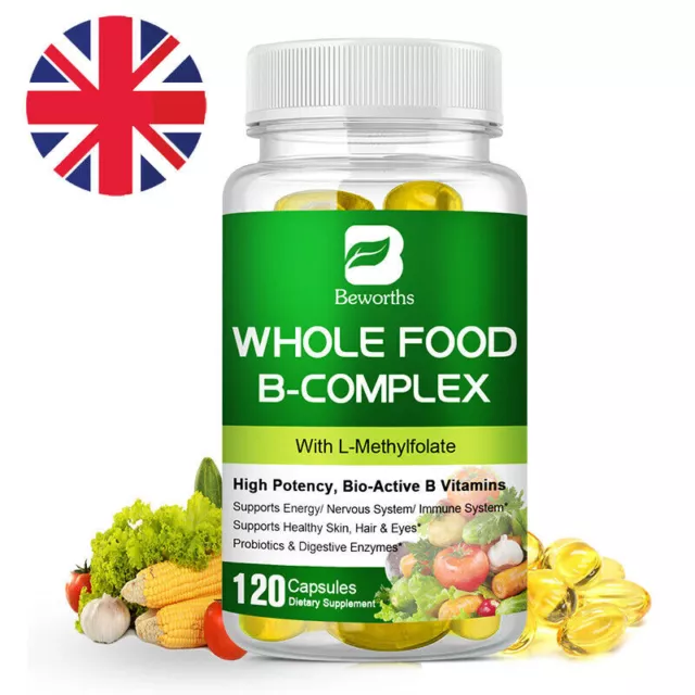 Vitamin B Complex B1, B2, B3, B5, B6, B7, B9,B12, Immune Support 120 Capsules