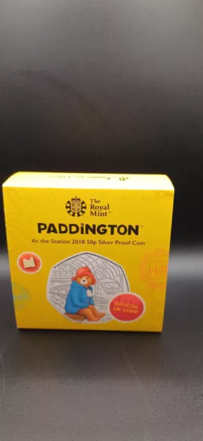 Paddington Bear at the Station 50p Silver Proof Royal Mint Coin 2018 Original