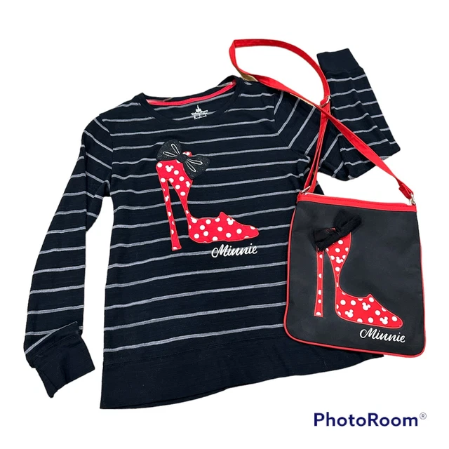 Disney Parks Minnie Mouse High Heel Sweater & Matching Purse Set Medium
