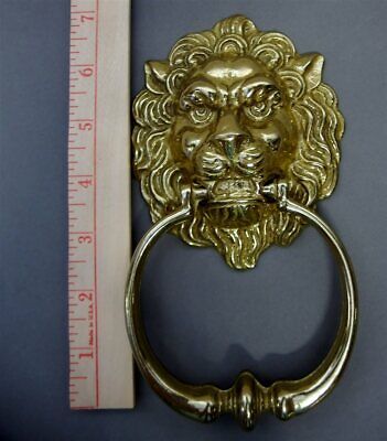 Vintage Solid Brass Lion Head Door Knocker 7", New old stock hardware