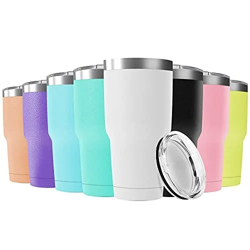 30Oz Stainless Steel Travel Mug with Lid 8 Pack Double Wall Vacuum Insulated Bu