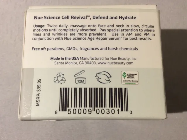 (NEW) Nue Science Cell Revival - Defend/Hydrate Age Defense Moisturizer SPF30 2