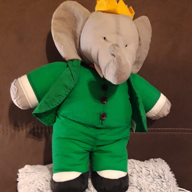 🐘🐘Doudou peluche Babar Ideal Loisirs Toile 1991 tbe 38 cm
