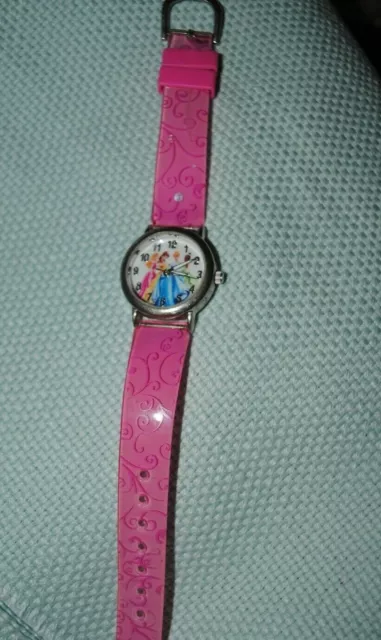 Disney Princess Pink Band Watch Cinderella Belle Aurora Tiana