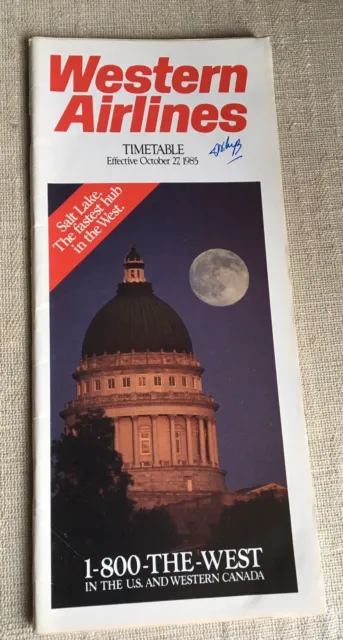 Western Airlines October 27 1985 Flight Schedule Timetable