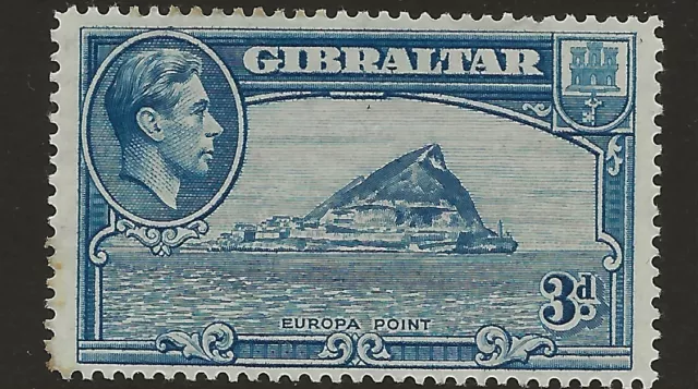 GIBRALTAR SG 125a DIFFICULT 1938 PERF 14 3d BLUE LIGHTLY MOUNTED MINT