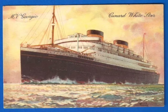 1935 Britain's M.V. Cunard White Star "Georgic" postcard posted at Halifax, Can.