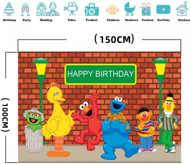 Sesame Street Backdrop Baby Shower Party Decorations Birthday Photography Banner 3