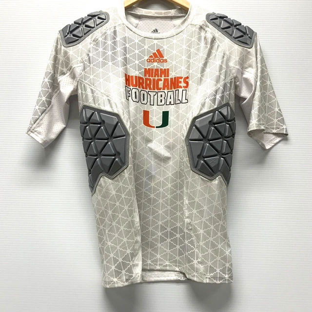 Adidas jersey miami hurricanes men's white football tech fit pads size large new