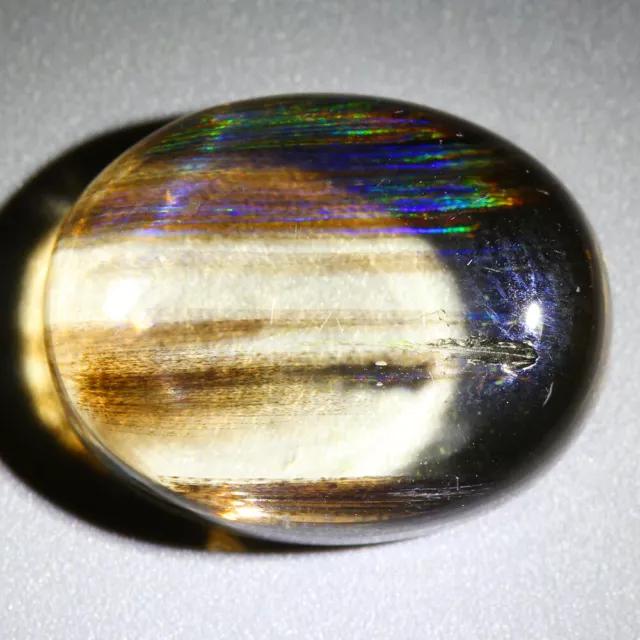 9.69 Cts (16 X 12.6Mm) Oval Cabochon_Natural Rainbow Rutile Scapolite_Brazil 2