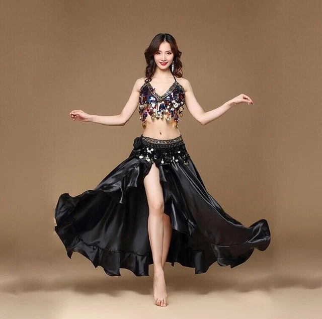 COSTUME DANSE DU ventre orientale ensemble 3 pièces jupe soutien gorge  ceinture EUR 69,90 - PicClick FR