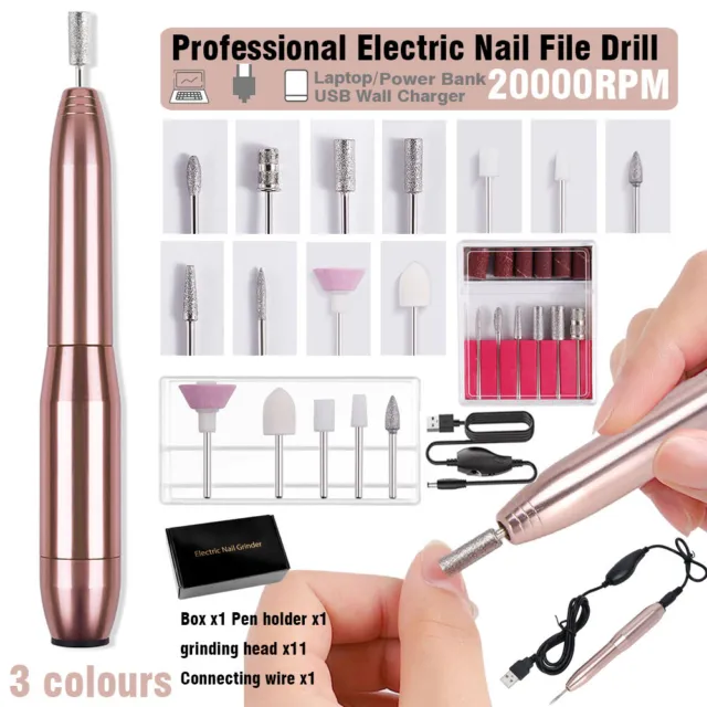Electric Nail Drill Portable Nail Art Pen Machine Kit Manicure Pedicure Tool Set