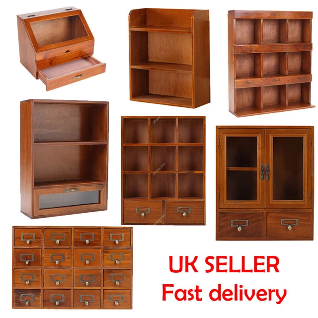 WOODEN TRINKET BOX Storage Unit Display Rack Desktop Organiser