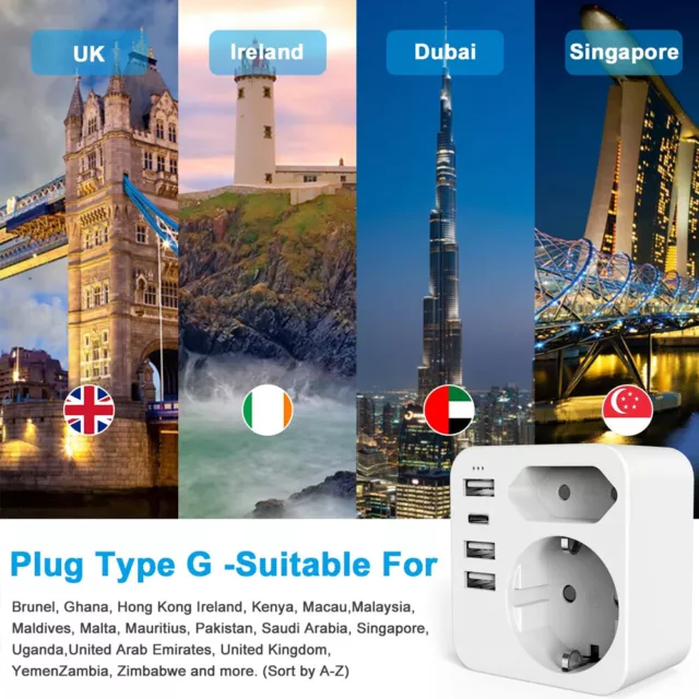 UK Reiseadapter England Deutschland Stecker Typ G Stromadapter für Irland Dubai 2