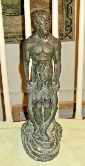 Vintage Marwal Sculpture Nude Man Woman Large Sculpture 7.6LBS