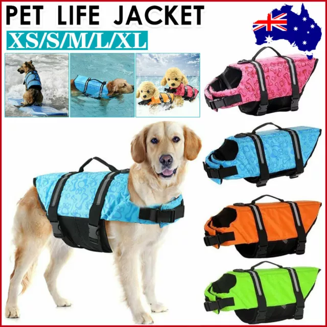 Dog Life Jacket Pet Safety Vest Swimming Boating Float Aid Buoyancy Lifesaver AU