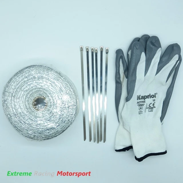 10 MT Benda Termica CROMO collettori scarico auto moto+kit montaggio