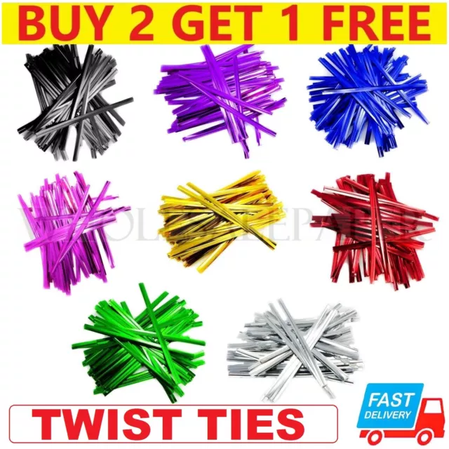 Metallic Twist Ties Sandwich Food Freezer Sweet Cellophane Bag Wire Plastic Ties