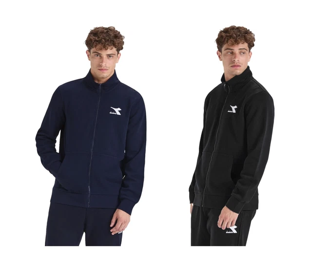 felpa DIADORA sweat maglione invernale UOMO full zip cotone garzato caldo tasche