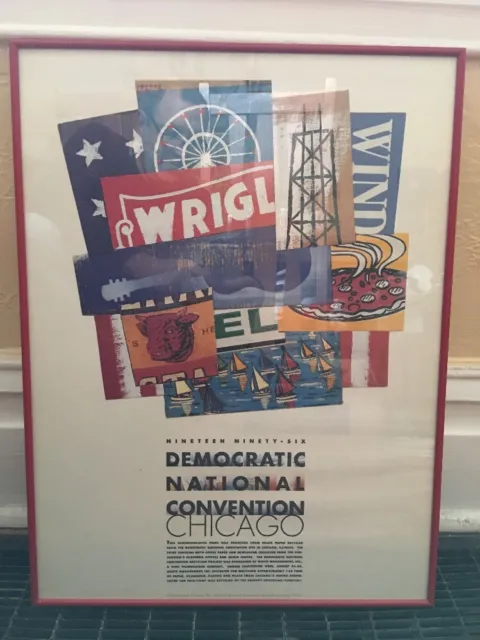 Democratic National Convention DNC Chicago 1996 Recycled Poster Print Framed