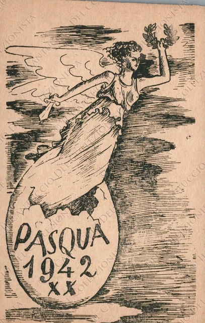 1942 Buona Pasqua PROVA Cartolina augurale Militare RARA Fronte Russo CSIR