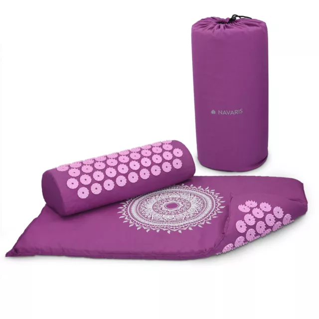 Akupressur Massage Set 1x Akupressurmatte 1x Kissen Matte Kopfkissen Violett