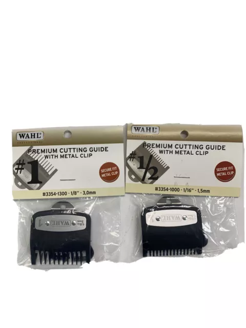 Wahl Premium Clipper Cutting Guides Guards Metal Clip Set #1/2 & #1