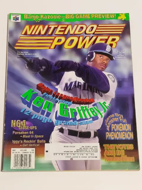 1998 Nintendo Power Magazine May Volume #108 Ken Griffey Jr Baseball THQ Poster