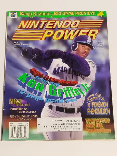 1998 Nintendo Power Magazine May Volume #108 Ken Griffey Jr Baseball THQ Poster 1998 Nintendo Power Magazine May Volume #108 Ken Griffey Jr Baseball THQ Poster