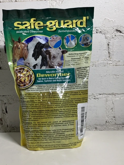 SAFE GUARD MEDICATED DEWORMER PELLETS 1 lb. Horse horses cow cattle pig animal