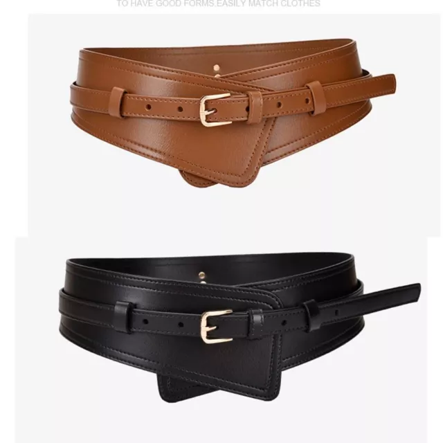 For Women Slimming PU Leather Body Waist Belt Cummerbunds Wide Belts Waistband