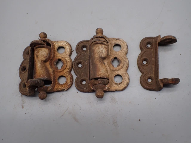 Vintage Victorian Cast Iron Spring Loaded Screen Door Hinges Quick Attach PARTS
