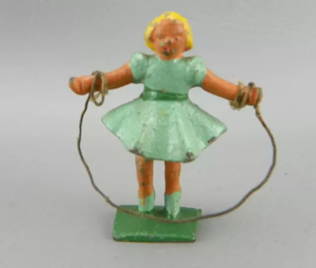 Vintage 1930's Manoil Barclay Johillco Lead Metal Jumping Rope Girl 2" Figure VG