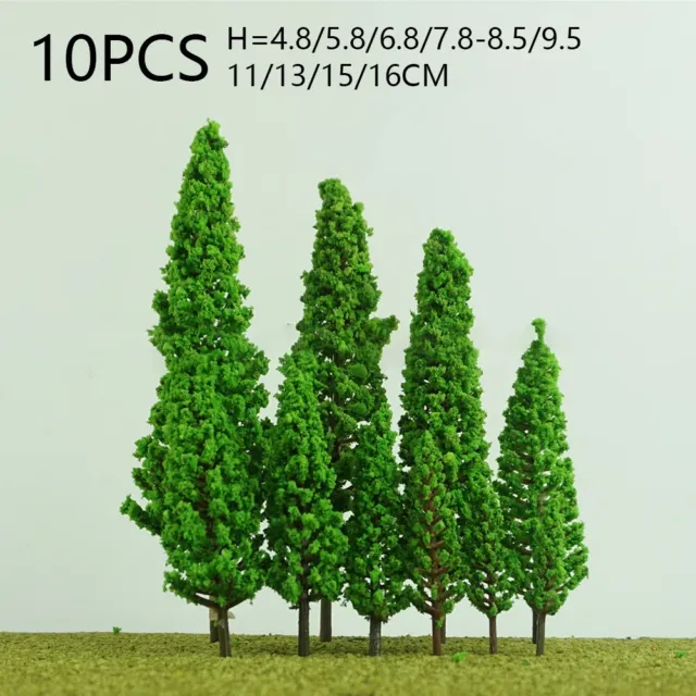 10Pcs Model Trees Railroad Diorama Wargame Scenery Plastic Scale Scene 4.8-16CM