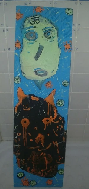 dipinto artista Siracusa cm100 x40  quadro quadri Il bene ed il male pandemia