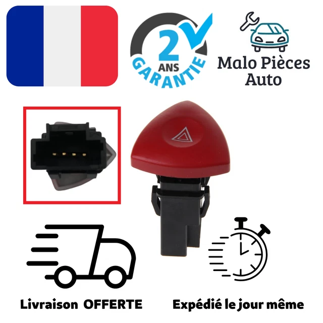 Bouton Warning (Feux De Détresse) Pour Renault Espace 4, Laguna 2, Trafic, Vivaro - Interrupteur 4 Broches 8200442724