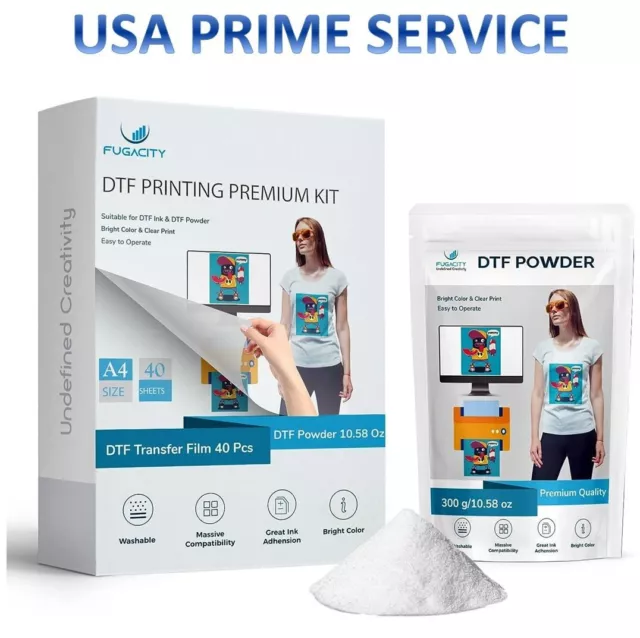 DTF Powder Kit Transfer Film Sheets DTG Heat Sublimation Printer Melt Adhesive