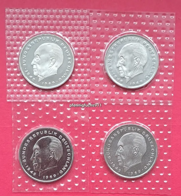 2 DM 1983 Adenauer D-F-G-J komplett Stempelglanz aus Kursmünzensatz in Folie