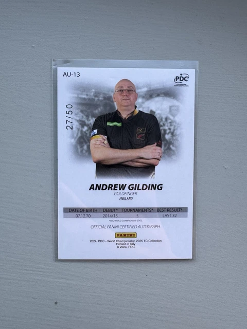 PANINI PDC WORLD DARTS CHAMPIONSHIP 2025 Andrew Gilding /50 £68.32 PicClick UK