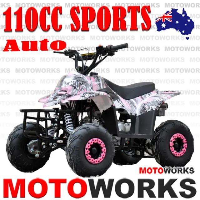 MOTOWORKS 110CC sports Auto ATV QUAD Dirt Bike Gokart 4 Wheeler Buggy kids PINK