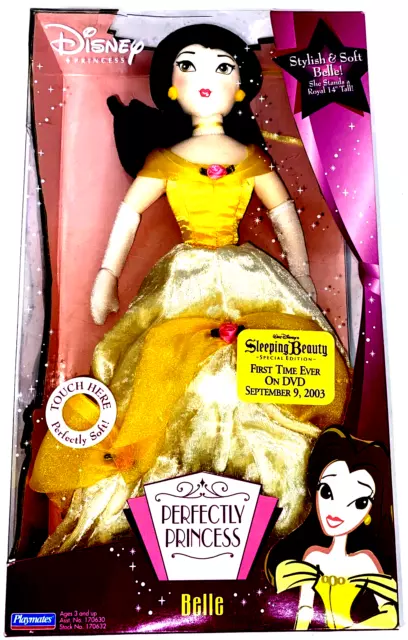 Playmates Disney Princess Belle Perfectly Princess Doll Stylish & Soft Nib Htf